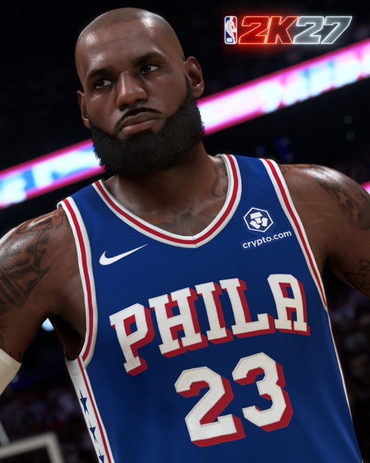 NBA 2K27官推晒詹姆斯76人版游戏形象：国王降临费城