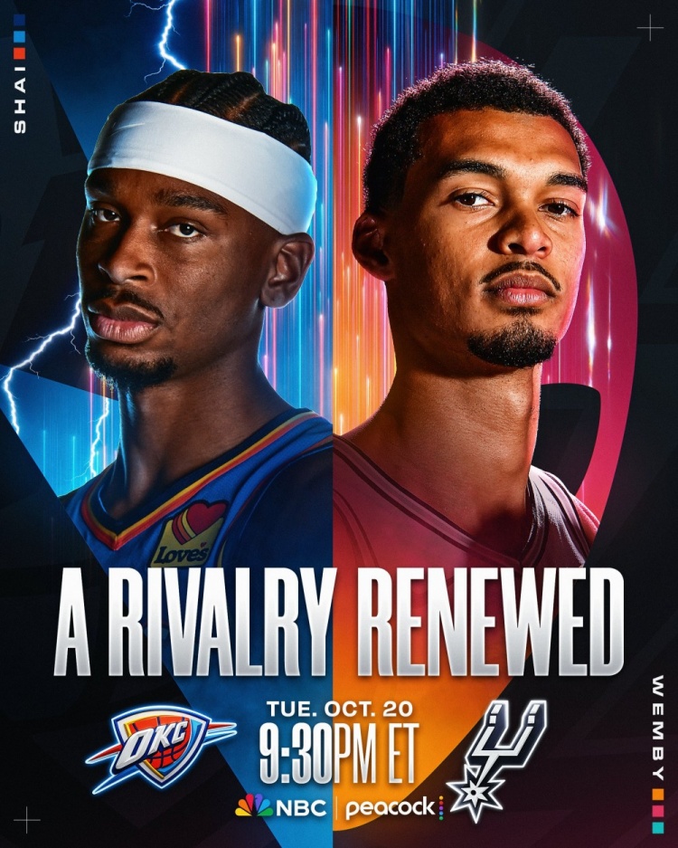 王牌对决⚡️👽NBA官方预热揭幕战雷霆VS马刺：两连MVP对战DPOY